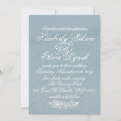 Rustige Waterverf Dusty Blue Natuur Leafy Wedding Kaart (Voorkant)