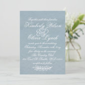Rustige Waterverf Dusty Blue Natuur Leafy Wedding Kaart (Staand voorkant)