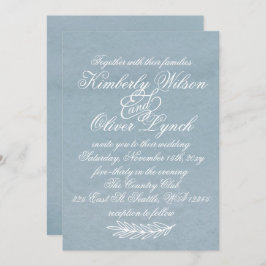 Rustige Waterverf Dusty Blue Natuur Leafy Wedding Kaart