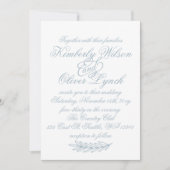 Rustige Waterverf Dusty Blue Natuur Leafy Wedding Kaart (Voorkant)