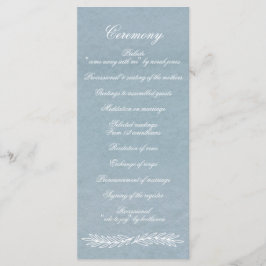 Rustige Waterverf Dusty Blue Natuur Leafy Wedding Programmakaart