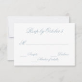 Rustige Waterverf Dusty Blue Natuur Leafy Wedding RSVP Kaartje (Voorkant)