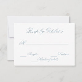 Rustige Waterverf Dusty Blue Natuur Leafy Wedding RSVP Kaartje