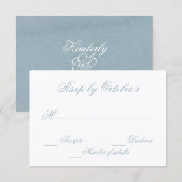 Rustige Waterverf Dusty Blue Natuur Leafy Wedding RSVP Kaartje