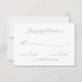 Rustige Waterverf Dusty Blue Natuur Leafy Wedding RSVP Kaartje (Voorkant)