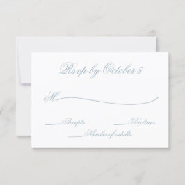 Rustige Waterverf Dusty Blue Natuur Leafy Wedding RSVP Kaartje