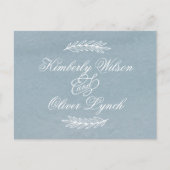 Rustige Waterverf Dusty Blue Natuur Leafy Wedding Uitnodiging Briefkaart (Voorkant)