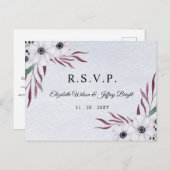 Rustige Waterverf Dusty Blue White Floral RSVP Uitnodiging Briefkaart (Voorkant / Achterkant)