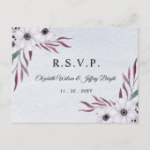 Rustige Waterverf Dusty Blue White Floral RSVP Uitnodiging Briefkaart (Voorkant)