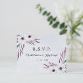 Rustige Waterverf Dusty Blue White Floral RSVP Uitnodiging Briefkaart (Staand voorkant)