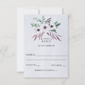 Rustige Waterverf Dusty Blue White Floral Wedding RSVP Kaartje (Voorkant)