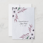 Rustige Waterverf Dusty Blue White Floral Wedding RSVP Kaartje (Achterkant)