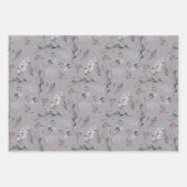 Rustige Waterverf Dusty Grey Leaves Winter Inpakpapier Vel (Voorkant 2)