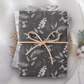 Rustige Waterverf Dusty Grey Leaves Winter Inpakpapier Vel