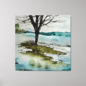 Rustige waterverf en waterlandschap canvas afdruk (Voorkant)