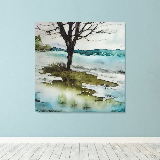 Rustige waterverf en waterlandschap canvas afdruk (Insitu (Houten vloer))