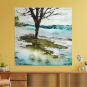 Rustige waterverf en waterlandschap canvas afdruk (Insitu (Woonkamer))