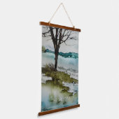 Rustige waterverf en waterlandschap hangend wandkleed (Gebogen)