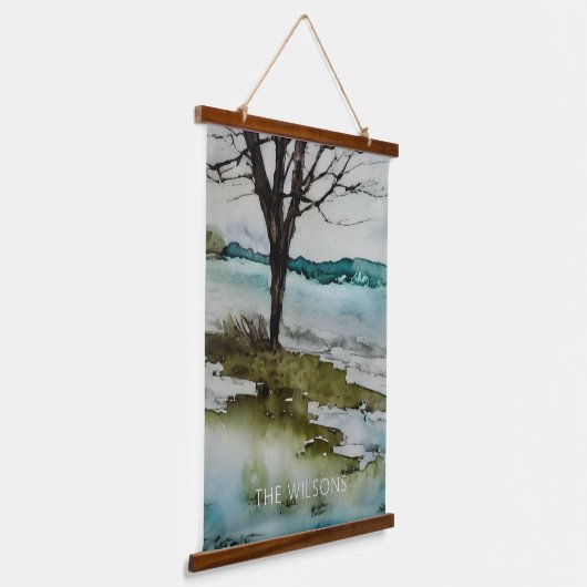 Rustige waterverf en waterlandschap hangend wandkleed (Gebogen)