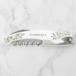 Rustige Waterverf Eucalyptus Bridesmaid Name Kurkentrekker