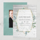 Rustige Waterverf Eucalyptus Geometric Wedding Save The Date (Voorkant / Achterkant)