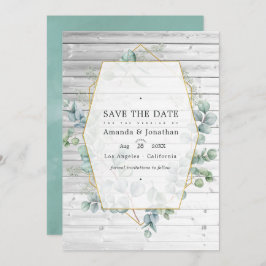 Rustige Waterverf Eucalyptus Geometric Wedding Save The Date