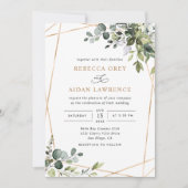 Rustige Waterverf Eucalyptus Greenery Gold Wedding Kaart (Voorkant)
