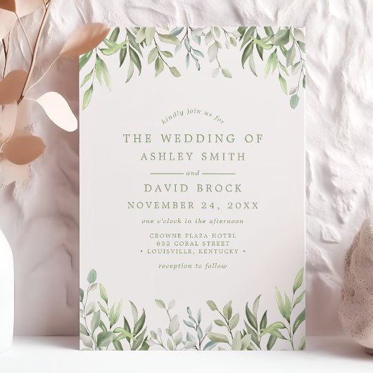 Rustige Waterverf Eucalyptus Greenery Wedding Kaart