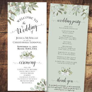 Rustige Waterverf Eucalyptus & Greenery Wedding Programmakaart