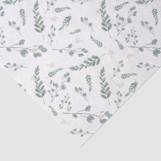 Rustige Waterverf Eucalyptus Leaf Pattern Tissuepapier (Detail)