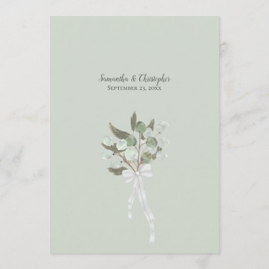 Rustige Waterverf Eucalyptus Leaves Sage Wedding Menu (Achterkant)