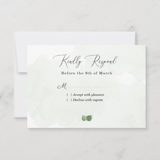 Rustige Waterverf Eucalyptus Leaves Wedding RSVP C (Voorkant)