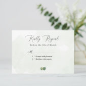 Rustige Waterverf Eucalyptus Leaves Wedding RSVP C (Staand voorkant)