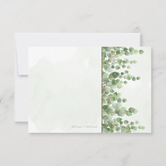 Rustige Waterverf Eucalyptus Leaves Wedding RSVP C (Achterkant)