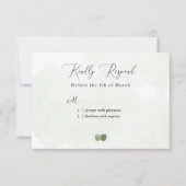 Rustige Waterverf Eucalyptus Leaves Wedding RSVP C Kaartje (Voorkant)
