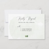 Rustige Waterverf Eucalyptus Leaves Wedding RSVP Kaartje (Voorkant)
