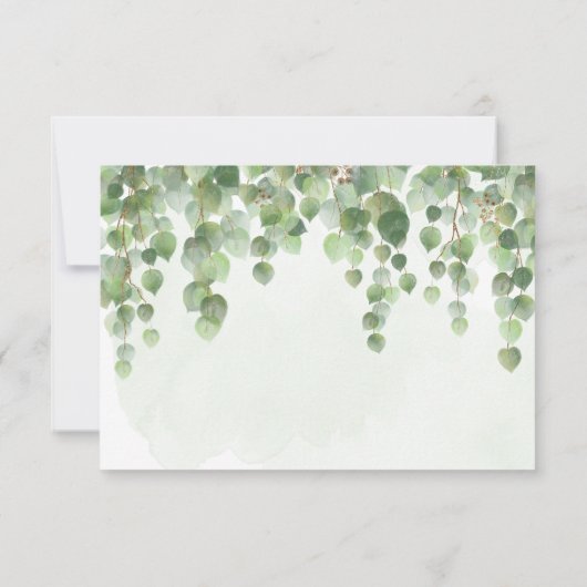 Rustige Waterverf Eucalyptus Leaves Wedding RSVP Kaartje (Achterkant)