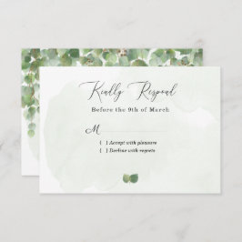 Rustige Waterverf Eucalyptus Leaves Wedding RSVP Kaartje