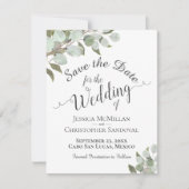Rustige Waterverf Eucalyptus Leaves White Wedding Save The Date (Voorkant)