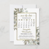 Rustige Waterverf Eucalyptus Pine Calendar Wedding Save The Date (Voorkant)