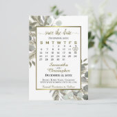 Rustige Waterverf Eucalyptus Pine Calendar Wedding Save The Date (Staand voorkant)