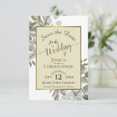 Rustige Waterverf Eucalyptus & Pine Gold Wedding Save The Date (Staand voorkant)