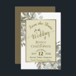 Rustige Waterverf Eucalyptus & Pine Gold Wedding Save The Date<br><div class="desc">Met deze mooie kaarten kunnen je vrienden en familie de datum van je aanstaande bruiloft redden. Ze zijn voorzien van een elegant boho chic waterverf met handbeschilderde snijwonden van eucalyptusbladeren en pijnboomtakken in grijsgroen en goud. De titel wordt geschreven in de kalligrafie van het alfabetische manuscript met ruimte voor de...</div>