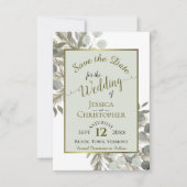 Rustige Waterverf Eucalyptus & Pine Sage Wedding Save The Date (Voorkant)