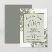 Rustige Waterverf Eucalyptus & Pine Sage Wedding Save The Date (Voorkant / Achterkant)
