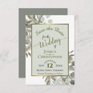 Rustige Waterverf Eucalyptus & Pine Sage Wedding Save The Date
