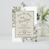 Rustige Waterverf Eucalyptus & Pine Taupe Wedding Save The Date (Staand voorkant)