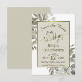 Rustige Waterverf Eucalyptus & Pine Taupe Wedding Save The Date (Voorkant / Achterkant)
