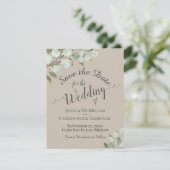 Rustige Waterverf Eucalyptus springt met tan Weddi Save The Date (Staand voorkant)