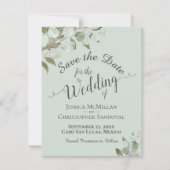 Rustige Waterverf Eucalyptus vertrekt mint bruilof Save The Date (Voorkant)